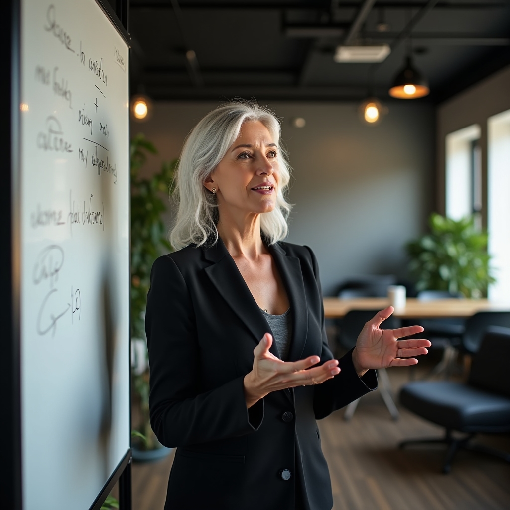 Lektor vysvetľuje koncepty produktivity účastníkom kurzu